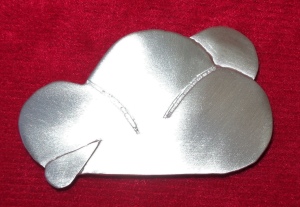 All silver matt cloud brooch